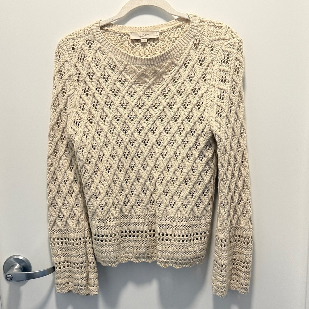 LOFT Beige Textured Knit Sweater